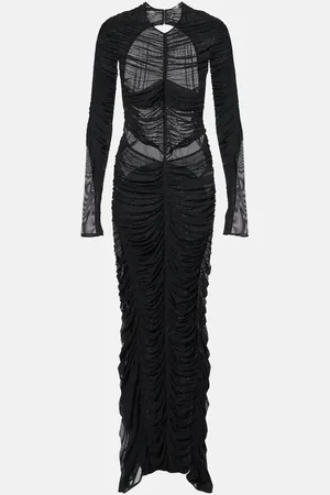 MUGLER Vestido de fiesta de malla fruncido