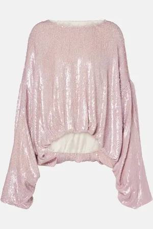DRIES VAN NOTEN Blusa fruncida con lentejuelas