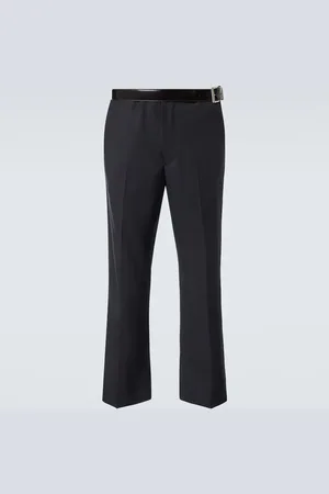 Prada Pantalones rectos de gabardina con cinturón