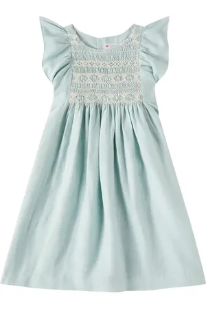 BONPOINT Vestido Emeraude de lino bordado