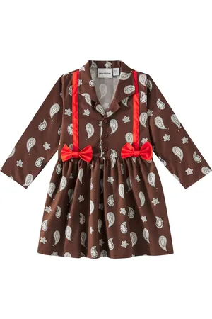 Mini Rodini Vestido de algodón con paisley y lazos