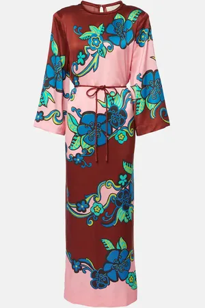 ALÉMAIS Alémais Vestido largo de satén de seda estampado