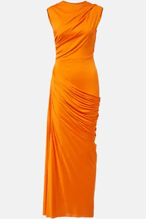 Alexander McQueen Vestido largo drapeado de seda