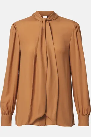 Saint Laurent Blusa de charmeuse de seda con lazada