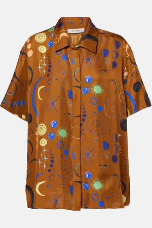 ASCENO Camisa Montauk de sarga de seda estampada