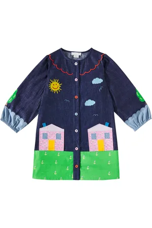 Stella McCartney Vestido de denim estampado con apliques