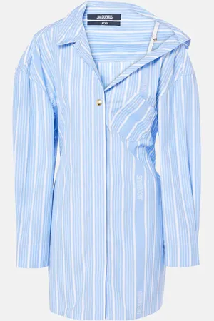 Jacquemus Vestido camisero de algodón a rayas
