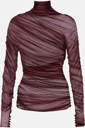 Saint Laurent Top fruncido de gasa transparente