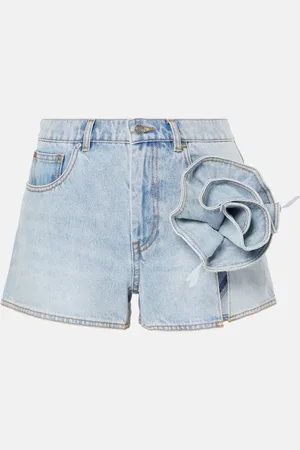 AREA Shorts de denim con aplique floral