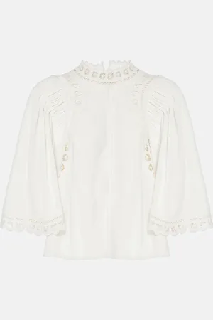 Marant Etoile Blusa Enoha de crepé con bordado inglés