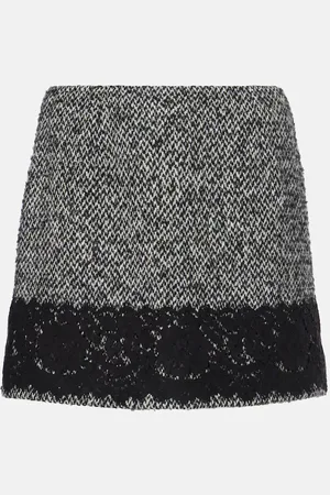 Dolce & Gabbana Minifalda de tweed con ribete de encaje