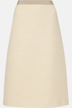 VALENTINO Falda midi Mossi de tweed en mezcla de lana