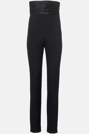 Khaite Pantalones slim Lenro de tiro alto con satén