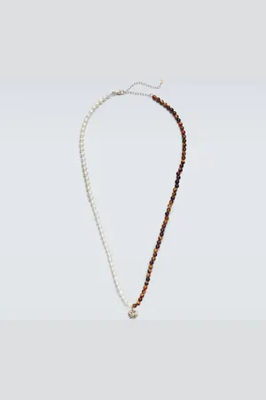 Sydney Evan Collar Evil Eye de oro de 14 ct con perlas y ojo de tigre