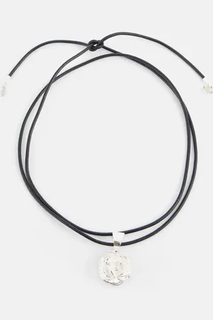 MAGDA BUTRYM Collar Rose de plata de ley y piel