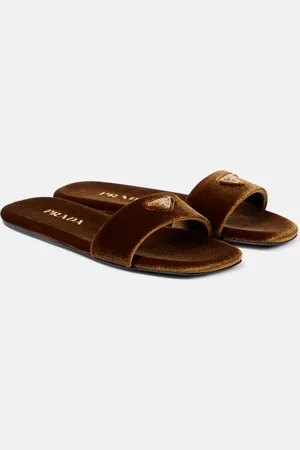 Prada Sandalias de terciopelo con logo