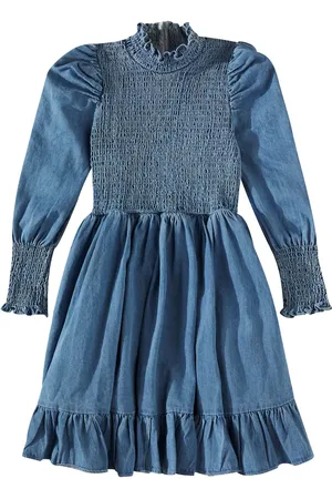 Petite Amalie Vestido fruncido de chambray de algodón