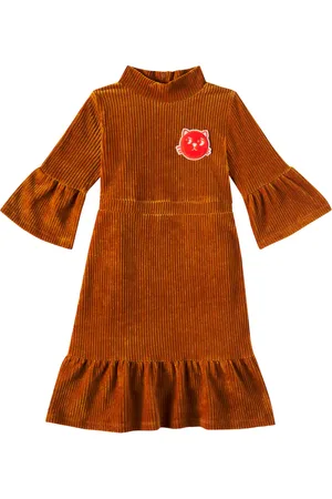 Mini Rodini Vestido Cats de pana de mezcla de algodón