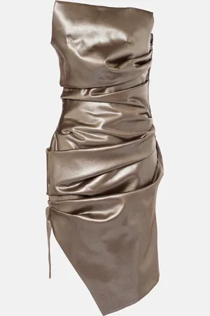 MUGLER Vestido bustier fruncido metálico