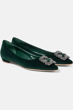 Manolo Blahnik Bailarinas Hangisi de terciopelo