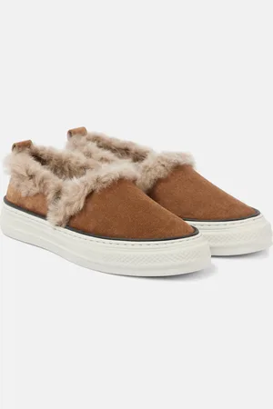 Brunello Cucinelli Zapatillas slip-on de ante con borrego