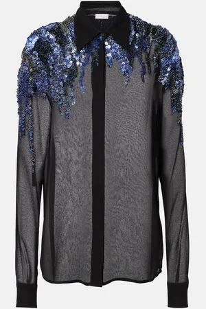 DRIES VAN NOTEN Blusa de gasa con lentejuelas