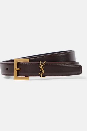 Saint Laurent Cinturón fino Cassandre de piel