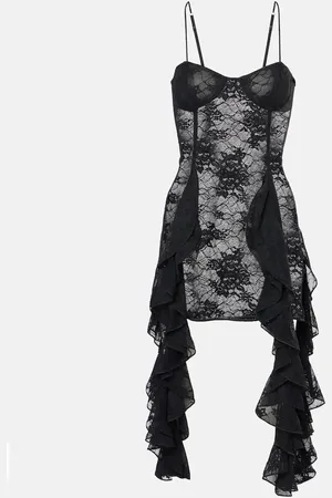 Oseree Oséree Vestido corto de encaje con volantes
