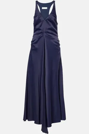 Victoria Beckham Vestido largo de satén fruncido