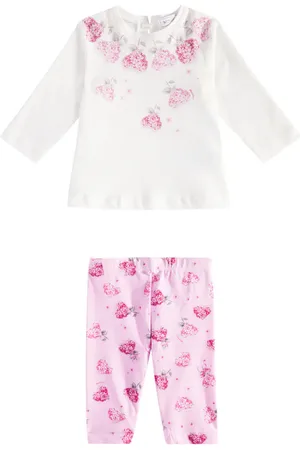 MONNALISA Bebé - set Flowery Heart de camiseta y leggings