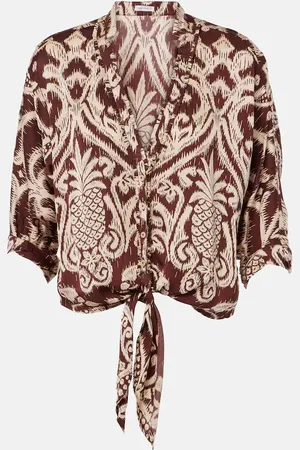 POUPETTE ST BARTH Camisa Azia cropped estampada