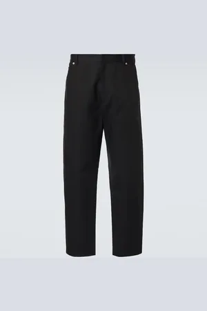 Prada Pantalones anchos de algodón de tiro medio