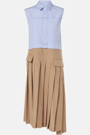SACAI Vestido midi a rayas