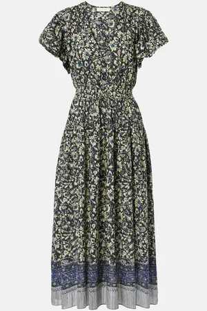 ULLA JOHNSON Vestido midi Lyria de mezcla de algodón