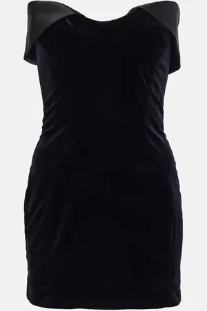 MUGLER Vestido corto de terciopelo con satén