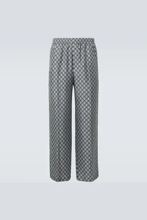 Gucci Pantalones anchos de sarga GG de seda