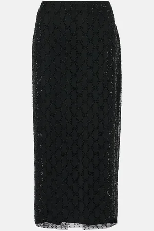 Gucci Falda midi de tul con GG Crystal