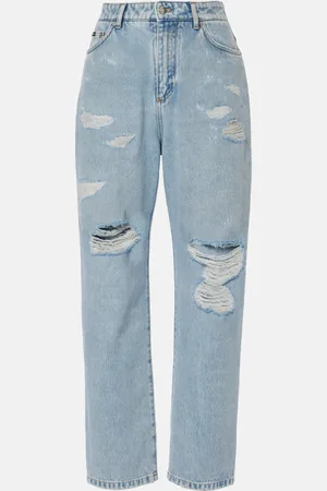 Dolce & Gabbana Jeans rectos de tiro bajo con rotos