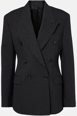 Acne Studios Blazer cruzado de mezcla de lana a rayas