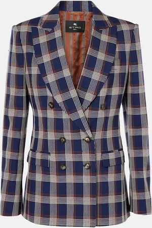 Etro Blazer cruzado de lana a cuadros