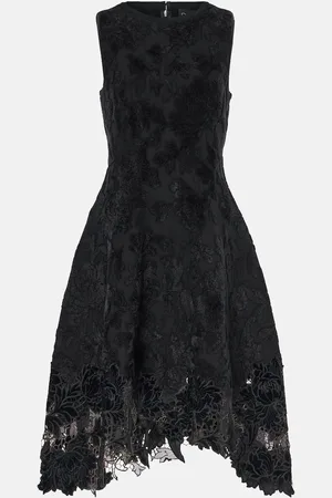 Oscar de la Renta Vestido de encaje y terciopelo en jacquard