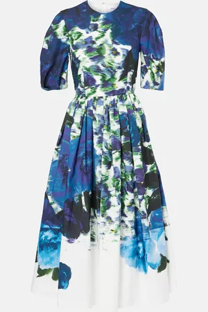 Erdem Vestido midi de faya de algodón estampado