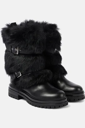 Gianvito Rossi Botas biker Maverick de piel con borrego