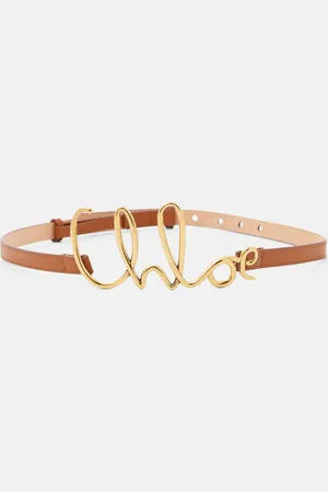 Chloé Chloé Cinturón Script Small de piel con logo