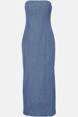 TOVE Vestido midi Alba de denim sin tirantes