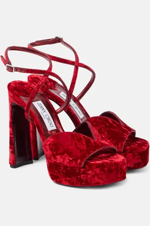 Jimmy Choo Sandalias con plataforma Karli 125 de terciopelo
