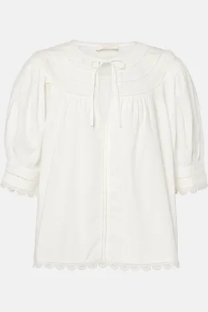 ULLA JOHNSON Top Dylan de algodón con mangas abullonadas