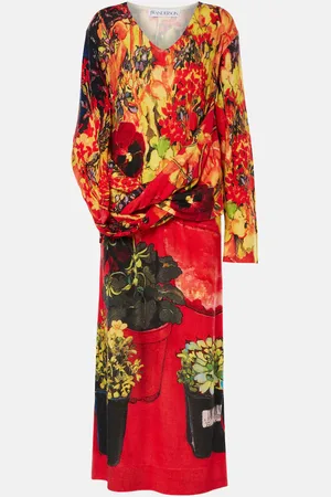 J.W.Anderson Vestido largo drapeado de lana y cachemir