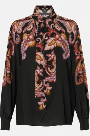 Etro Blusa de seda con lazada y paisley