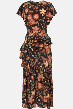 ULLA JOHNSON Vestido midi Amaia de crepé de china